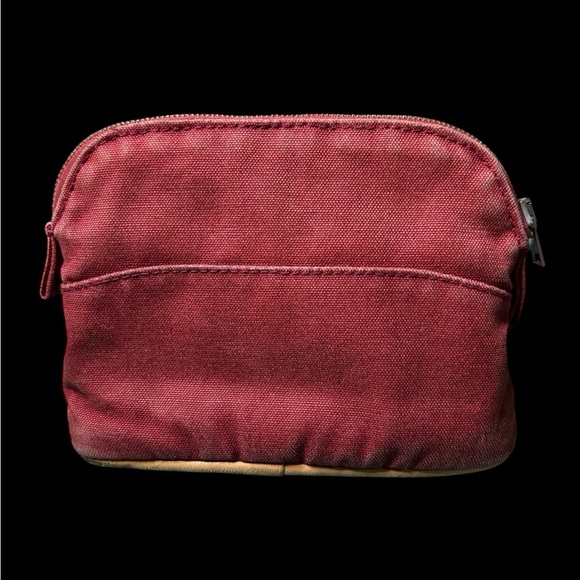 Hermès Bolide Cosmetic Pouch – Vintage Red Canvas with Leather Trim - Picture 2 of 14